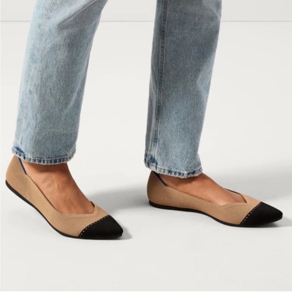 Rothy's Two-Tone Black and Tan Point Loafers - Picture 3 of 7